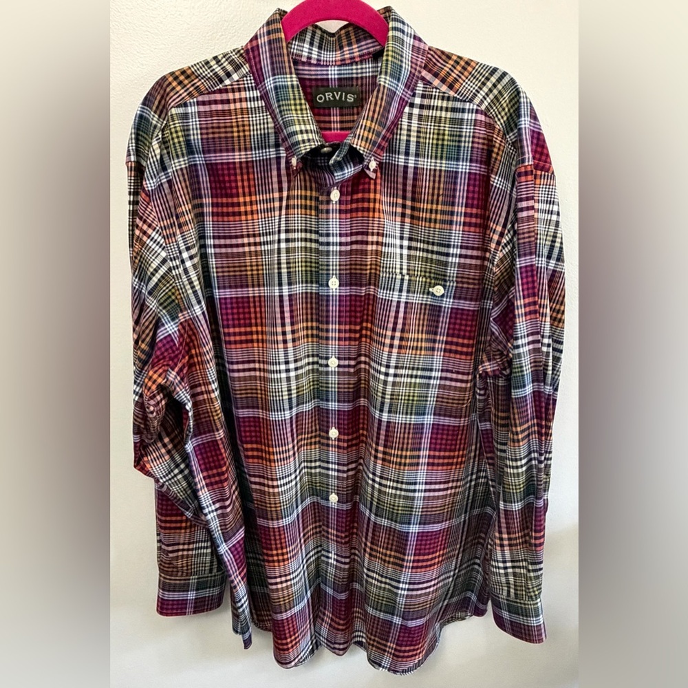 Orvis Men's Vibrant Plaid Button-Down Shirt